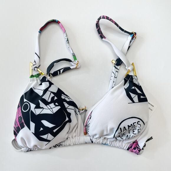 NWT Swiminista x James Peter Henry Graphic Art Toss Print Sexy Bikini Top M - Picture 1 of 10